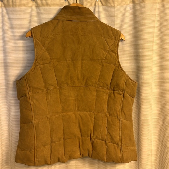 Eddie Bauer 100% leather down vest with removable hood - Picture 6 of 7